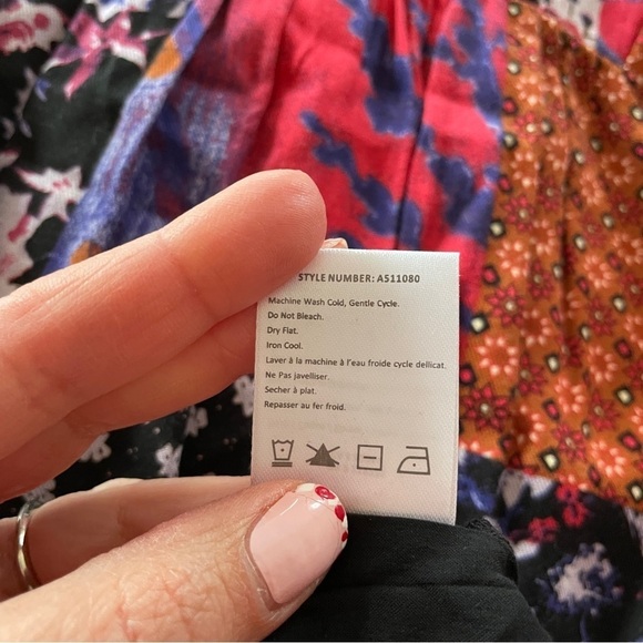 Anthropologie One September Blue, Purple, Patchwork Orange Lace Up Tunic Dress - Picture 13 of 15